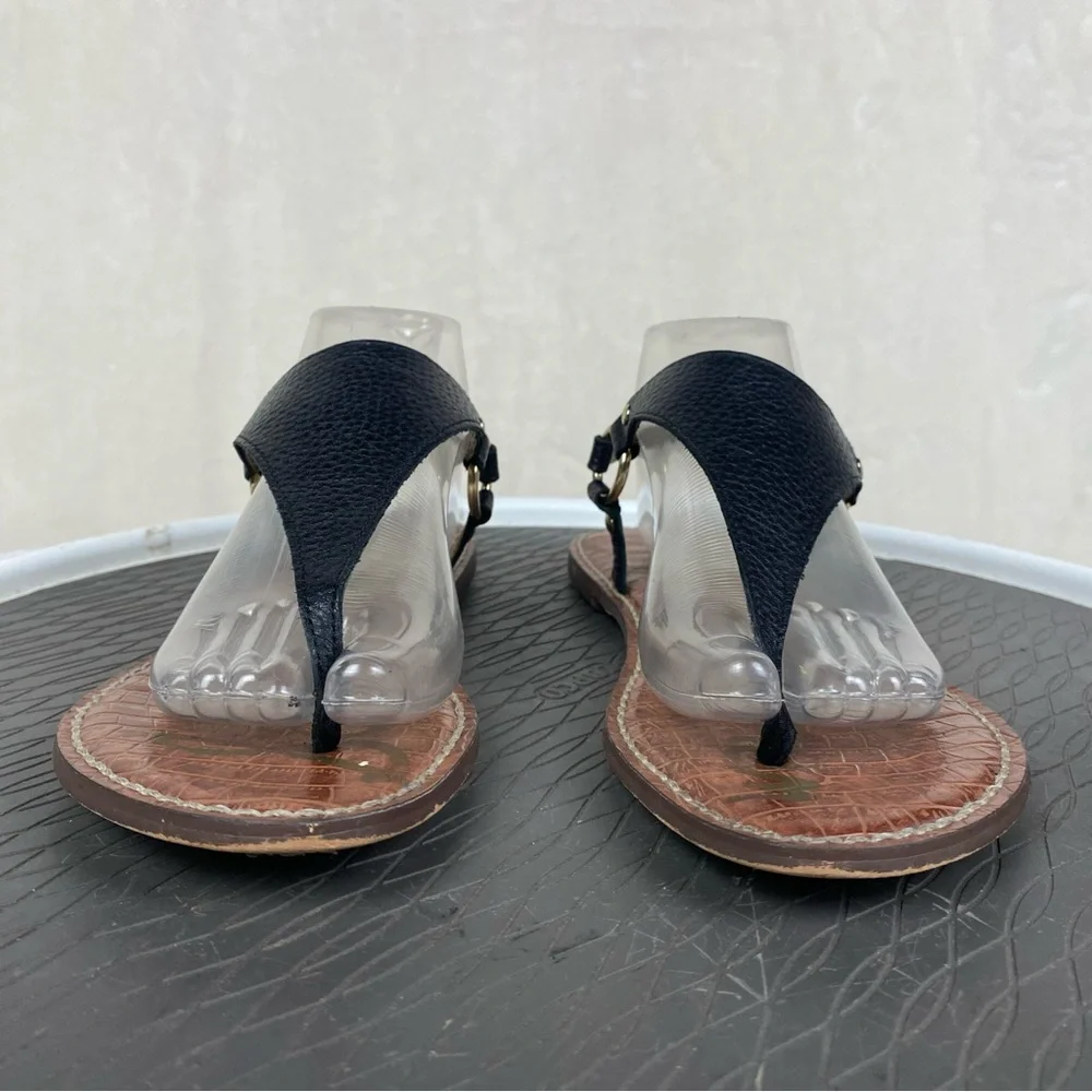 Black Leather Women's Sandals - Picture 3 of 16